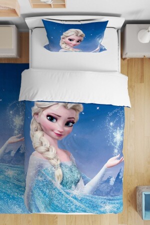 Blue Elsa Patterned Single Baby Kids Bedding Set - Evpanya