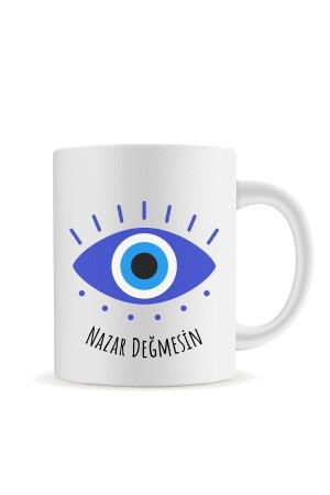 Blue Eye Do Not Touch the Evil Eye Printed Porcelain Tea and Coffee Cup FEBK0068 - Florence Event