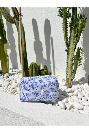 Blue Floral Makeup Bag Small Size - Punchiess