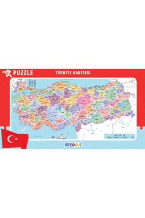 Blue Focus Small Size Türkiye Map - Frame Puzzle - Genel Markalar