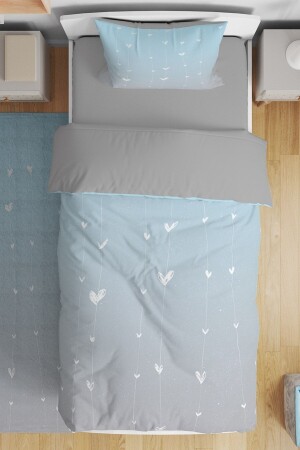 Blue Gray Thread Capler Patterned Single Baby Kids Bedding Set evnev00107 - Evpanya