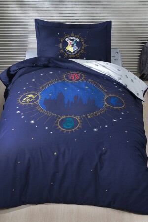 Blue HP Hogwards Ranforce Single Duvet Cover Set P7239S3778 - Özdilek