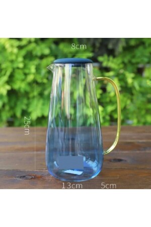 Blue Life Borosilikat 1500 ml hitzebeständiger farbiger Trendglaskrug PRA-4395664-5080 - Tasarım Evi