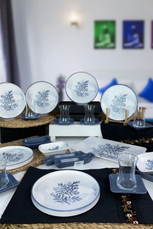 Blue Magic 25 Piece Stackable Breakfast Set for 6 Persons STCK198682 - Keramika