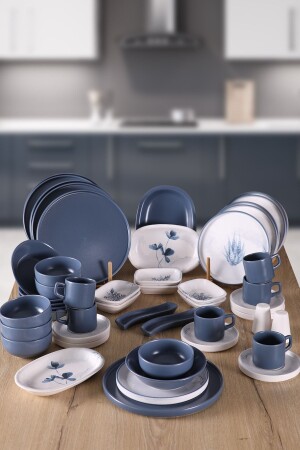 Blue Magic 49 Piece Dinner and Breakfast Set for 6 People BUKETİN-EVİ-370 - Keramika