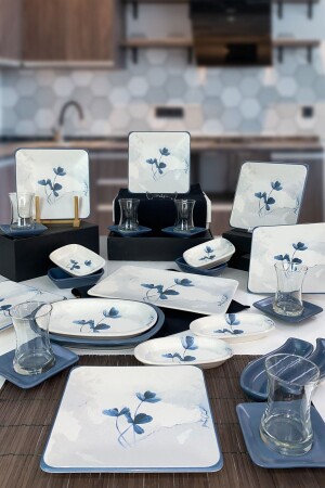 Blue Magic Breakfast Set 29 Pieces for 6 Persons Square Blue BMK004 - Keramika