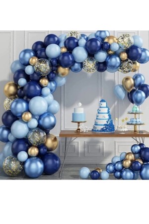 Blue Navy Blue 65 Balloon Chain Decoration Set 5 Colors Circumcision - 1 Year Old - Mevlid - Parti Dolabı