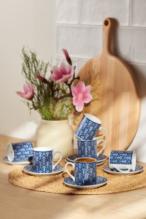 Blue Star Coffee Cup Set for 6 Persons 90 ml - Emsan