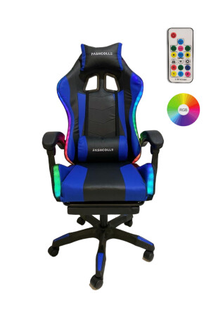 Blue Star Illuminated – Massage-Gaming-Stuhl Blau-Schwarz FashcolleRGB - Fashcolle