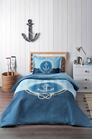 Blue Wave Single Quilted Duvet Cover Set PR-EVTEKSTILI-56112201327 - Özdilek