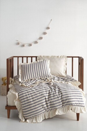Bluesky Bebe Bettbezug-Set aus 100 % Baumwolle mit gekräuseltem Garn, gefärbt, 100 x 150 - Macas Home