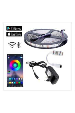 Bluetooth Enabled RGB LED Strip - 10 Meters 5050 SMD Indoor 3 Chip Sound and Music Sensitive MSV100RGBBT10M - Masiva