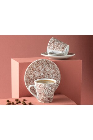 Blumig Porcelain 4 Piece Coffee Cup Set for 2 Persons 80 Ml Claret Red 10035668 - English Home
