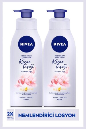 Body Lotion Containing Precious Oils 400ml- Cherry Blossom and Jojoba Oil- Normal and Dry Skin - Nivea
