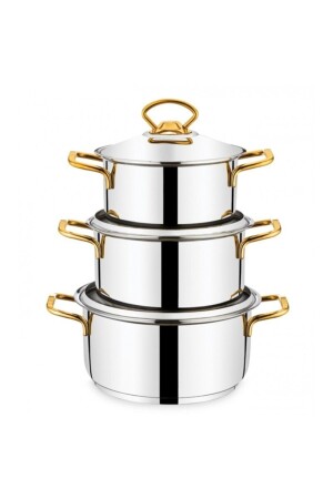 Boğaziçi Casserole Set Gold Steel Cookware Set 6 Pieces Boğaziçi 692 - SILA