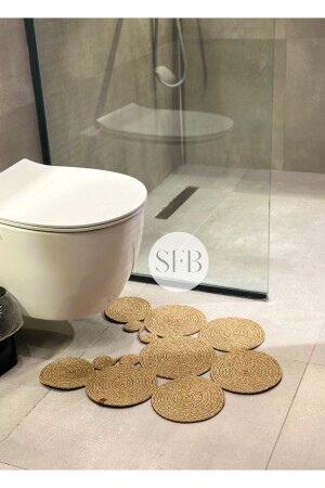 - BOHEM WASHABLE DOUBLE SIDED JUTE-straw toilet seat mat. MOP - Sfb