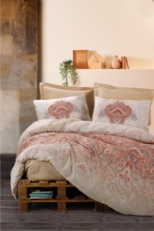 Bohemian Duvet Cover Set Double Loreta Beige nd_8680108055878 - Cotton Box