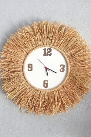 Bohemian Fringed Raffia Wall Clock 50 Cm - Bubihome