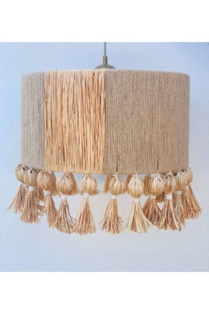 Bohemian Lighting Jute-Rafia Wrapped Raffia Tassel Chandelier 22AVZMKP023 - EACHTOME