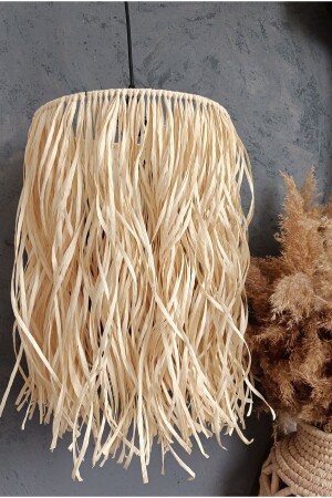 Bohemian Pendant Chandelier, Raffia Chandelier, Lighting, Wicker Chandelier Cc4 - Toprak Design