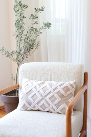 Bohemian Special Design Punch Punch Pattern Decorative Rectangular Throw Pillow Case Mila Beige - Hamur