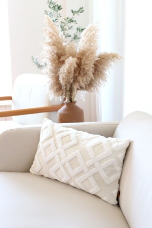 Bohemian Special Design Punch Punch Pattern Decorative Rectangular Throw Pillow Case Mila Ecru MILAE58EY28 - HAMUR
