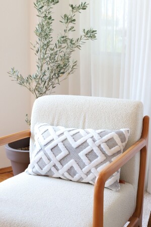 Bohemian Special Design Punch Punch Pattern Decorative Rectangular Throw Pillow Case Mila Gray MILAE58EY28 - HAMUR