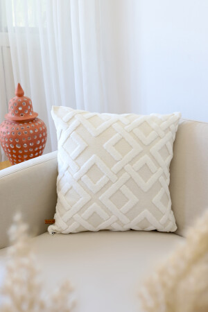 Bohemian Special Design Punch Punch Pattern Decorative Throw Pillow Cover Mila Ecru MILAE58EY - Hamur
