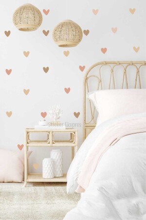 Boho Asymmetric Hearts Kids Room Wall Sticker Set SSTCKREKSP389 - Sticker Ekspres