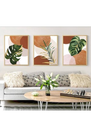 Boho Wooden Framed 3-Piece Abstract Decorative Painting bohçer - woodhomeworks
