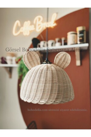 bohodella. com Children's Room Rattan Bamboo Wicker Chandelier, Chandelier with Ears Vd17048 - Veneris Design