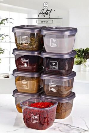 Boly Square Storage Container Set of 9 Labeled 550ml TYC00733042584 - Kitchen Life