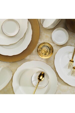 Bone Ilay 16 Piece Breakfast Set Gold Mesh INBNILY16KH20 - Kütahya Porselen