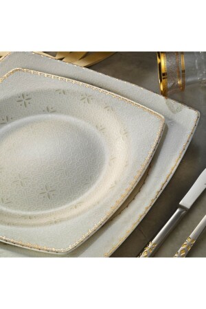 Bone Mare Patterned Dinner Set 62 Pieces 6421 - Kütahya Porselen