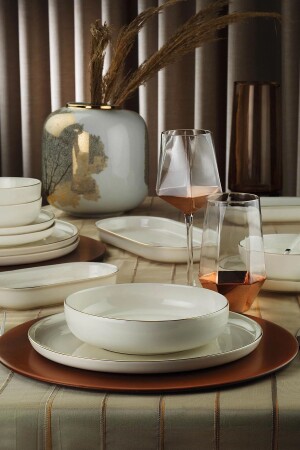Bone Moderna Gold Mesh 26 Piece Dinner Set MOD26YT220 - Kütahya Porselen