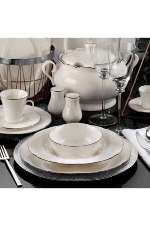 Bone Olympos 83 Piece Platinum Mesh Dinner Set BNOLY83YT220 - Kütahya Porselen