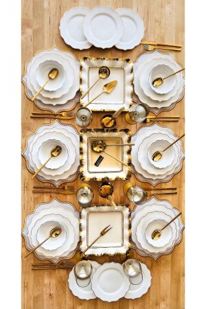 Bone Porcelain 142 Piece Dinner Set for 12 Persons, Serving Set and Fork Spoon Knife Set TR5100 - CASA DE BELLA