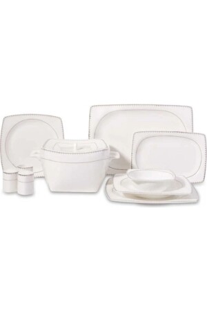 Bone Selection 60-teiliges quadratisches Tafelservice A8427 - KORKMAZ