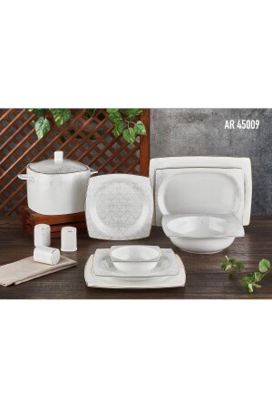 Bone Square Porselen 60 Parça Yemek Takımı Ar45009 SEVGI14508 - Aryıldız