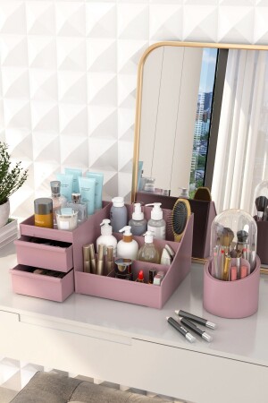 Bonnie Makeup Cosmetics and Brush Holder Organizer Set of 2 Dusty Rose ELEGANT DELUXE DRIED ROSE - DOVİ HOME