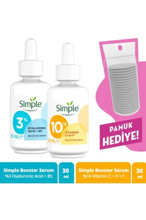 Booster Serum 10% Vitamin C+F+E 30 ml + Booster Serum 3% Hyaluronic Acid + B5 30 ml + Cotton SET. UNI. 3212 - Simple