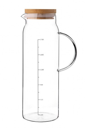 Borasilicate Fire Resistant Glass Luxury 1500ml Jug with Bamboo Lid srh-02 - Çavdar Group