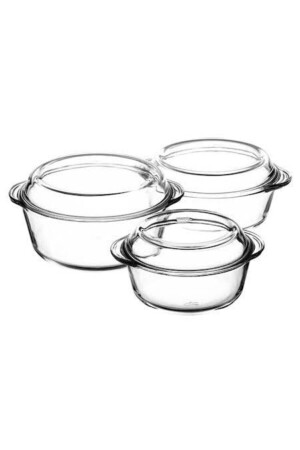 Borcam 3-Piece Round Pot Set with Glass Lid 011oa 012oa 013oa 3borTen - Paşabahçe