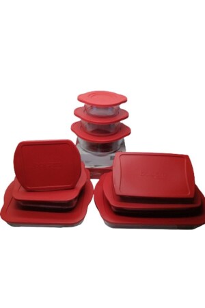 Borcam 9-teiliges Mitgift-Set mit rotem Deckel 59024/034/854/124/006/864/001/123/133 MG-9PRÇ-ÇYZ-STİ - Paşabahçe