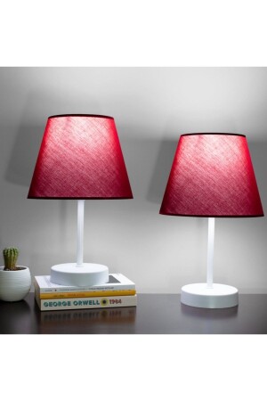 Burgundy Modern Double Bedroom Lampshade White Leg Table Lamp ABS lampshade-5000x2 - Vivido Abajur