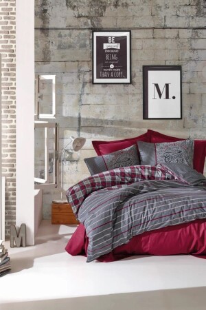Bordo Tek Kişilik Nevresim Takimı CTN-Rf-MSC-T.K-N.T-Jonas-Bordo - Cotton Box