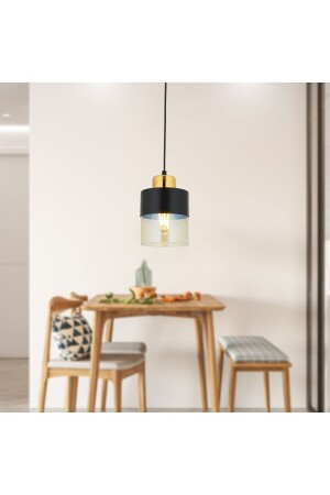 Boris Single Black Gold Modern Retro Pendant Lamp Kitchen Living Room Pendant Lamp Chandelier 3353-01-BL - Apliqa