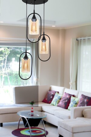 Boris Triple Black Tray Chandelier 8680763940892 - Begüsa