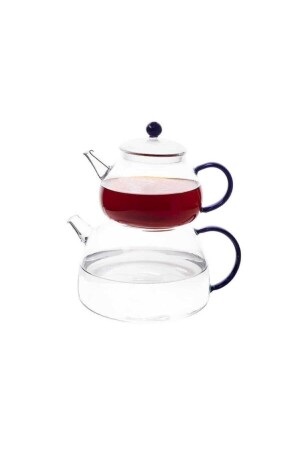 Borosilicate Blue Glass Teapot Set with Handle 810ml 1870ml BELLO DG460MVAB - Tantitoni