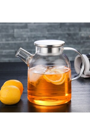 Borosilicate Glass Herbal Tea Pot & Jug with Metal Lid 1500 Ml SN-KBR-5 - Senin Dükkanın